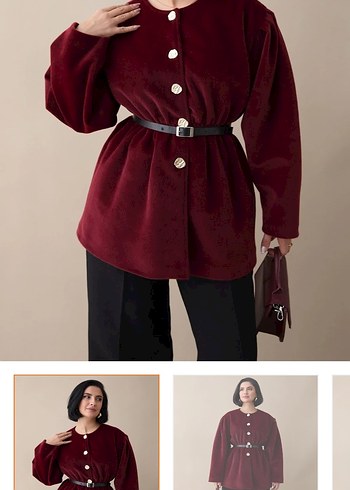 Bordo Süet Midi Kadın Ceket - Görsel 2