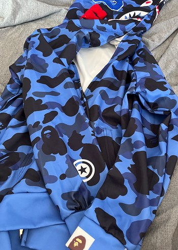 Bape Kapüşonlu Mavi Kamuflaj Erkek/kadın bape