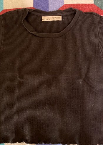 s Beden Siyah Kısa Kollu Crop Tişört