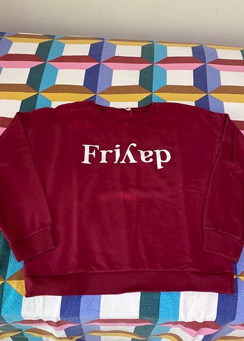 Bordo Baskılı Kadın Sweatshirt