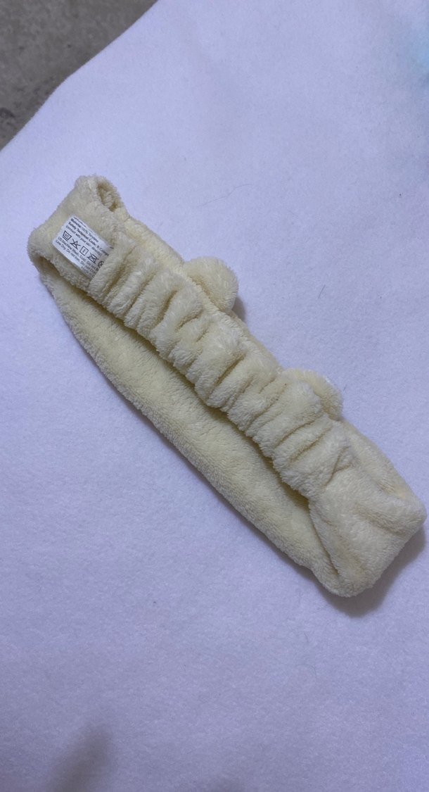 Bej Ayıcık Desenli Yumuşak sac bandi - Görsel 3