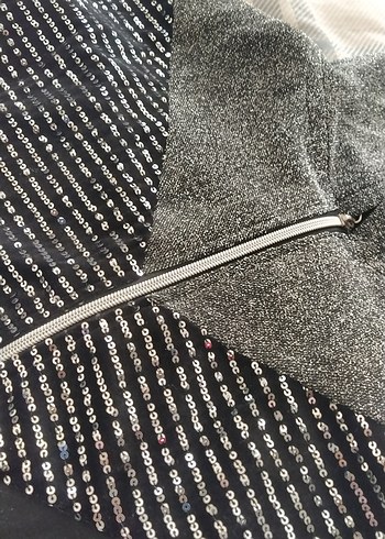 Gri Fermuarlı Uzun Kollu ceket - Görsel 2