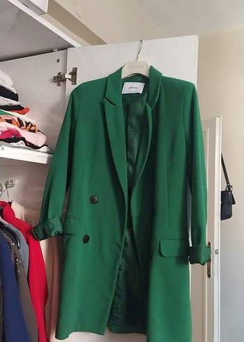 s Beden yeşil Renk Düğmeli Yeşil Kadın Blazer