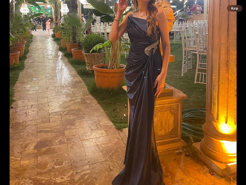 Kadın Lacivert Straplez Uzun Abiye Elbise - Görsel 2