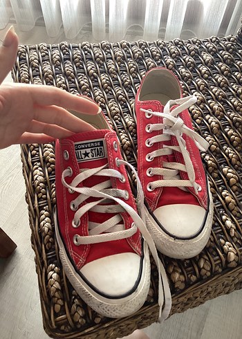 Kadın Kırmızı Düz Taban Converse Spor Ayakkabı Orijinal Üründür - Görsel 7