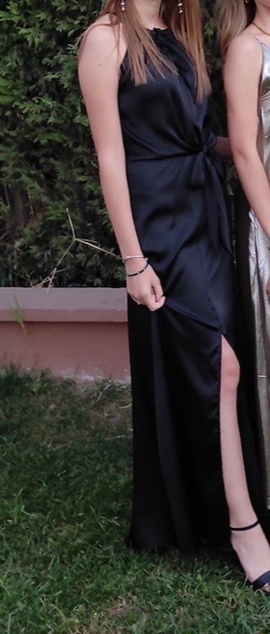 Siyah Uzun Kadın Gece Elbisesi - Görsel 4