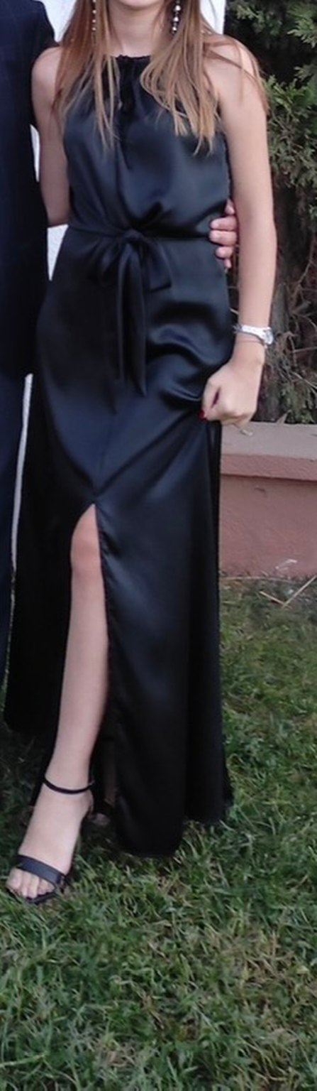 Siyah Uzun Kadın Gece Elbisesi - Görsel 5