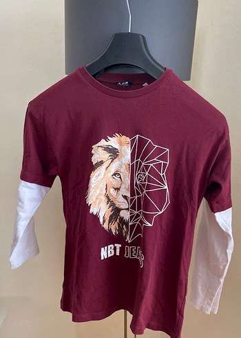 Bordo Baskılı Uzun Kollu Erkek Tişört