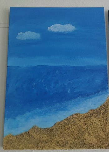 akrilik boya ile yapılmış 3lü Tuval çizimleri - Görsel 2