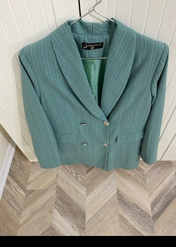 38 Beden yeşil Renk Düğmeli Yeşil Kadın Blazer Ceket