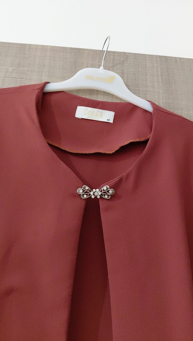 Bordo Uzun Hamile Kabanı - Görsel 2