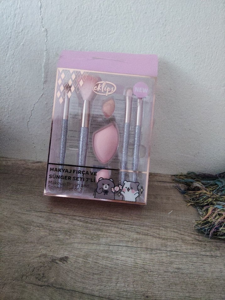 Pastel Pembe Makyaj Fırçası ve Sünger Seti - Görsel 2