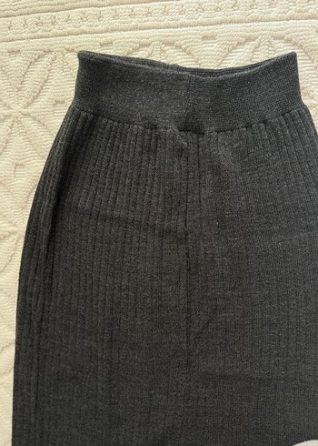 Gri Kadın Triko Uzun Etek - Görsel 2