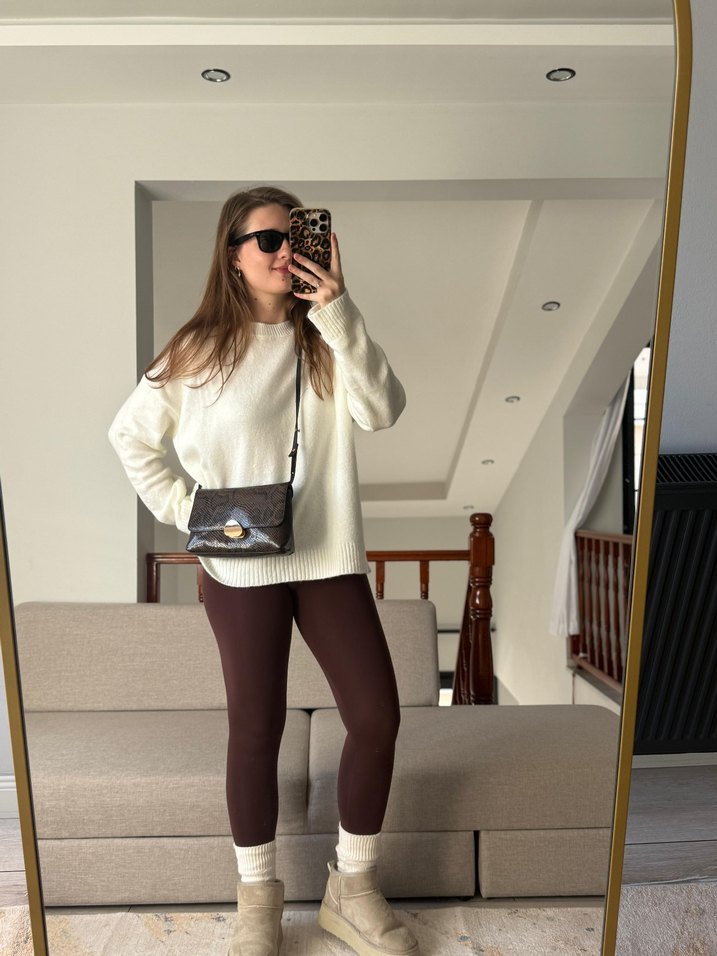 Beyaz Triko Kadın Kazak - Görsel 3