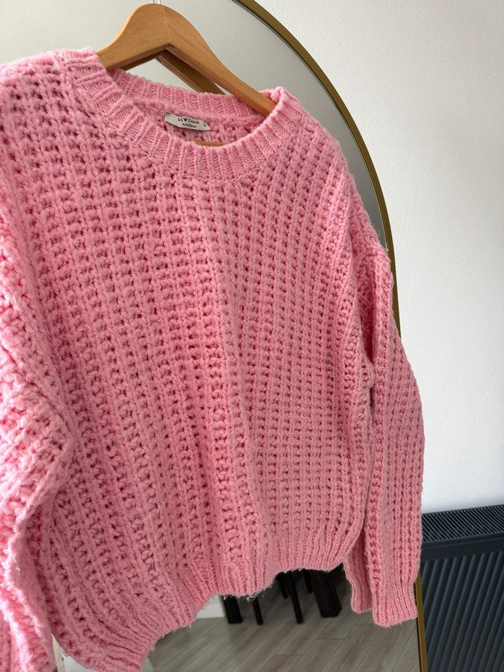 Pembe Örgü Salaş Kadın Kazak - Görsel 2