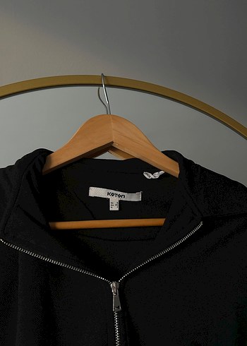 Kadın Siyah Fermuarlı Yüksek Yakalı Ceket - Görsel 2