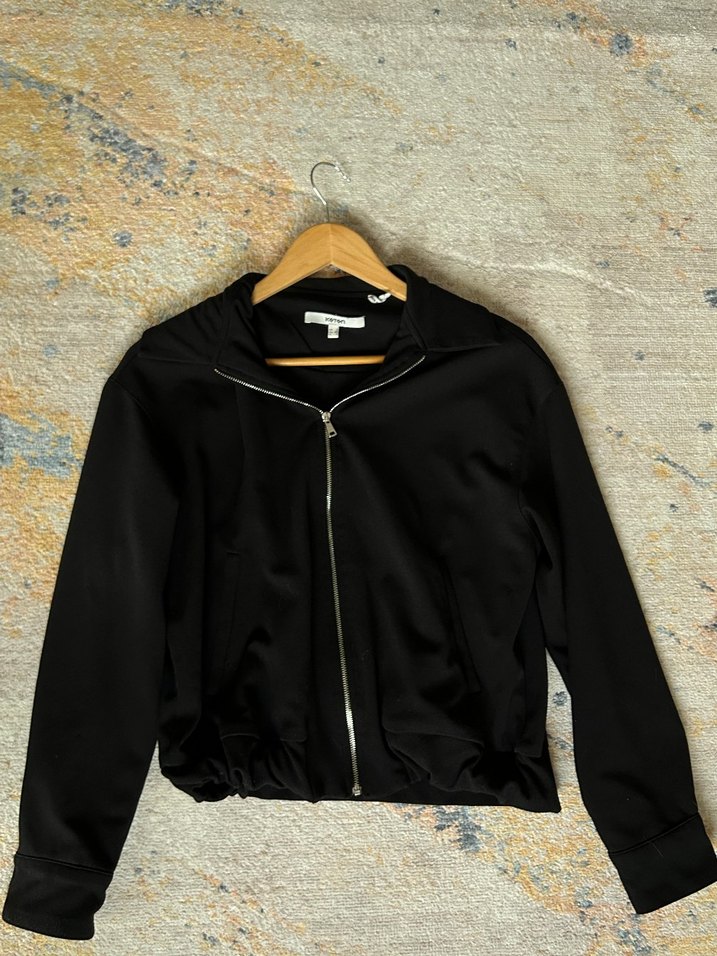 Kadın Siyah Fermuarlı Yüksek Yakalı Ceket - Görsel 3