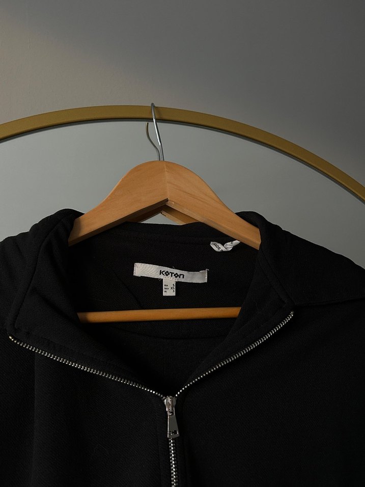 Kadın Siyah Fermuarlı Yüksek Yakalı Ceket - Görsel 2