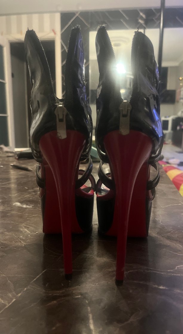 Kırmızı Desenli Platform Topuklu Kadın Ayakkabı - Görsel 3