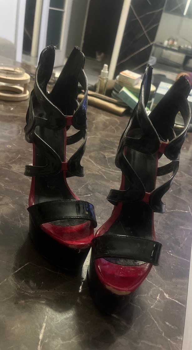 Kırmızı Desenli Platform Topuklu Kadın Ayakkabı - Görsel 5