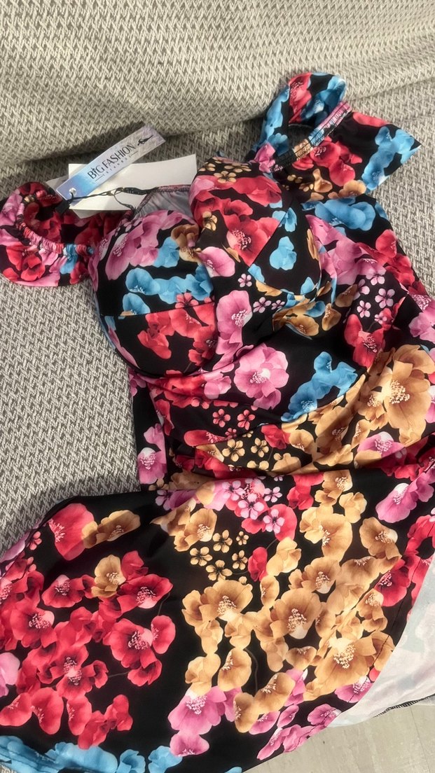 Renkli Bağlamalı Uzun Kadın Elbise - Görsel 3