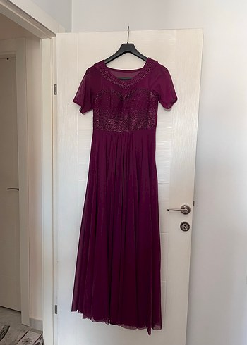 Mor Drapeli Uzun Abiye Elbise - Görsel 2