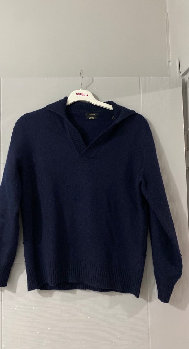 Kadın Lacivert Örgü Yün Kazak - Görsel 5