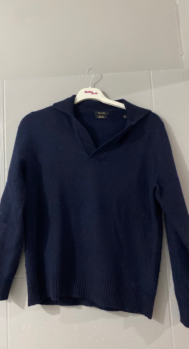 Kadın Lacivert Örgü Yün Kazak - Görsel 2