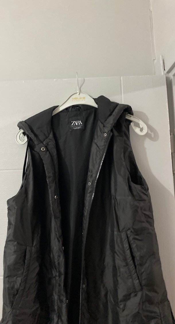 ZARA Siyah Baskılı Midi Ceket - Görsel 4
