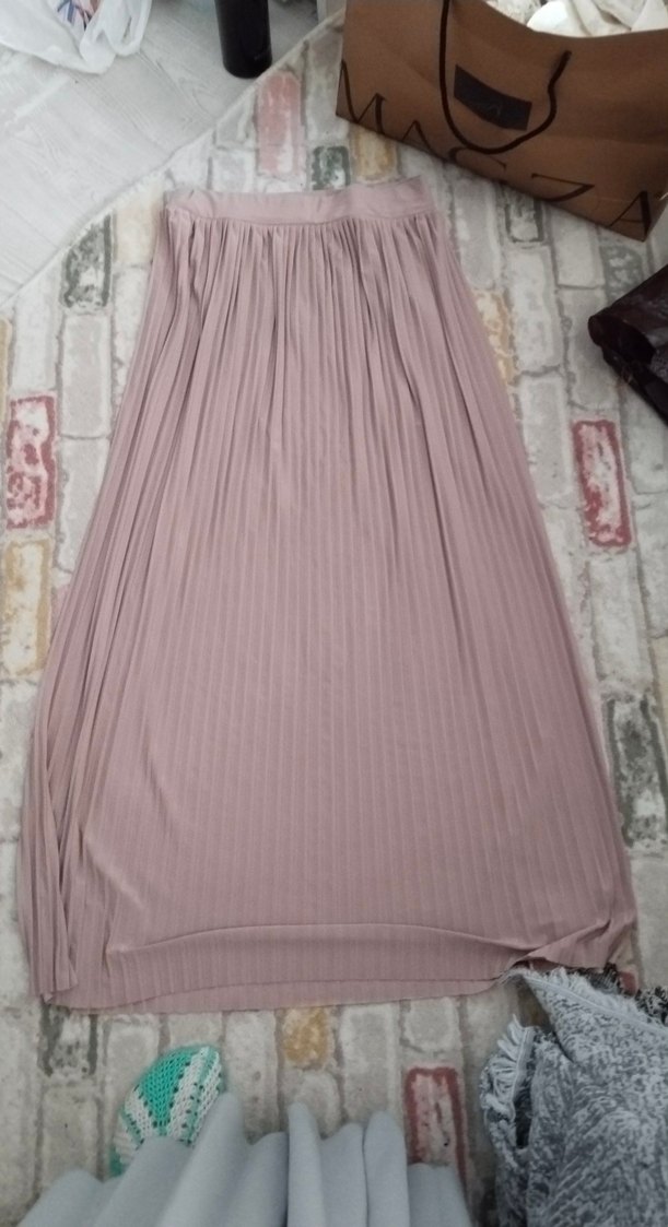 Bej Piliseli Kadın Uzun Etek - Görsel 2