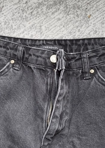 Gri Bol Kesim Midi Kadın Kot Pantolon - Görsel 2