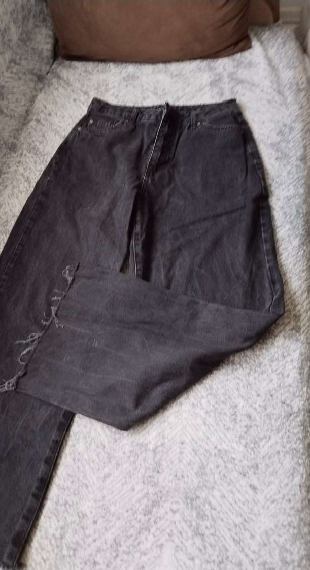 Gri Bol Kesim Midi Kadın Kot Pantolon - Görsel 3