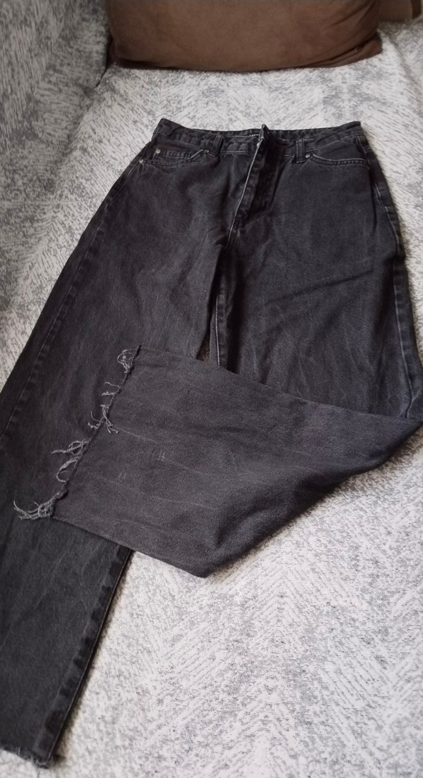 Gri Bol Kesim Midi Kadın Kot Pantolon - Görsel 4