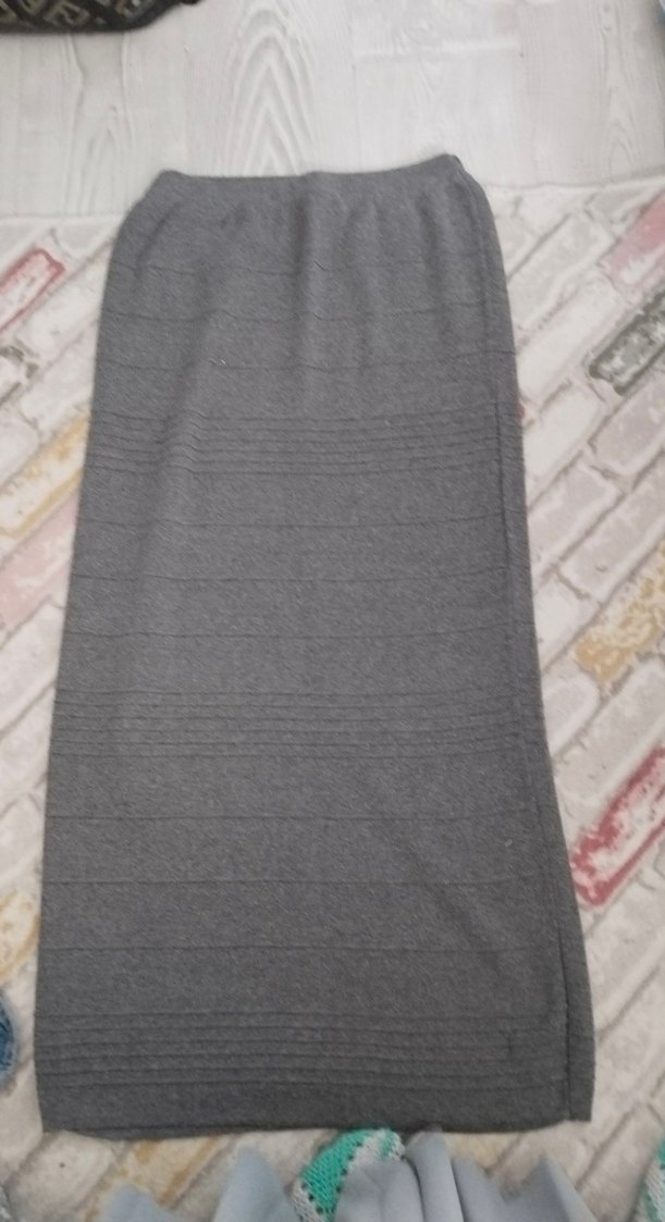 Kadın Gri Uzun Pileli Etek - Görsel 2