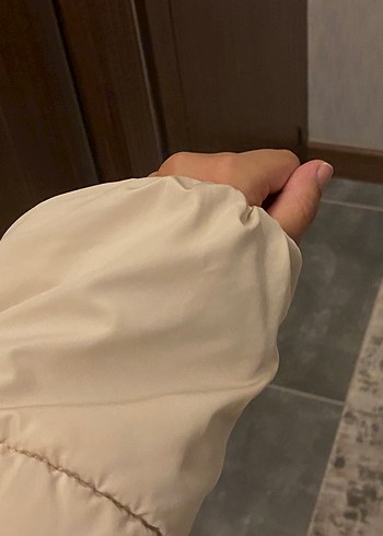 Stradivarius Bej Kadın Midi Kışlık Mont Yüksek Yakalı