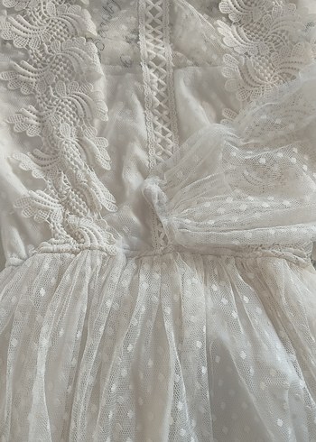 Diğer Dantel Detaylı Bohem Uzun Kollu Uzun Gelinlik