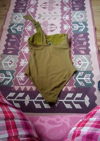 Tek Omuzlu Haki Kadın Mayo - Görsel 4