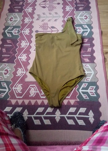 Tek Omuzlu Haki Kadın Mayo - Görsel 2