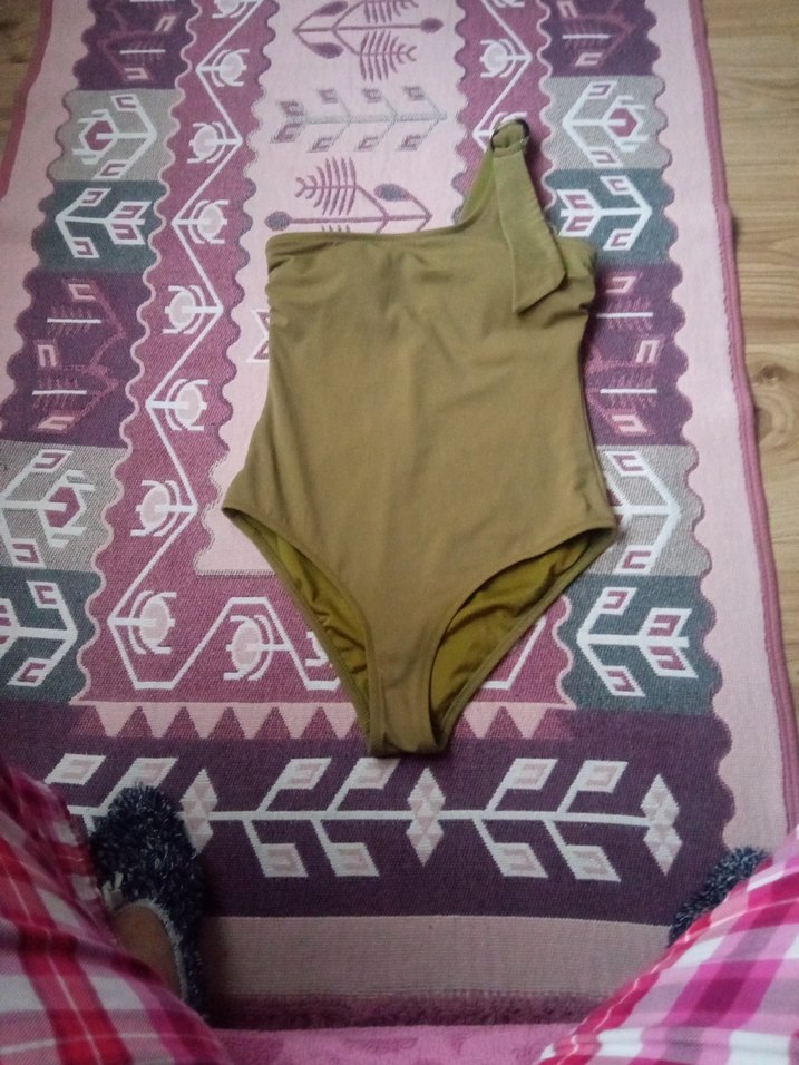 Tek Omuzlu Haki Kadın Mayo - Görsel 2