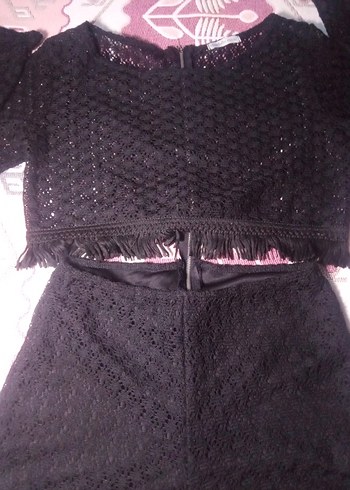 Siyah Dantel Detaylı Kadın Mini Tulum - Görsel 4