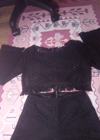 Siyah Dantel Detaylı Kadın Mini Tulum - Görsel 5