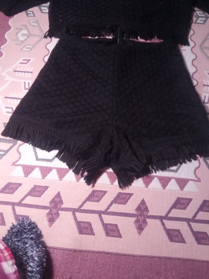 Siyah Dantel Detaylı Kadın Mini Tulum - Görsel 3