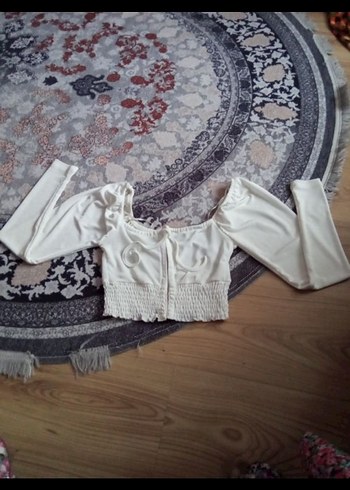 ADİL ISİK Beyaz Straplez Uzun Kollu Mini Bluz - Görsel 8