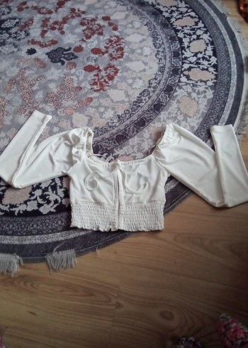 ADİL ISİK Beyaz Straplez Uzun Kollu Mini Bluz - Görsel 2