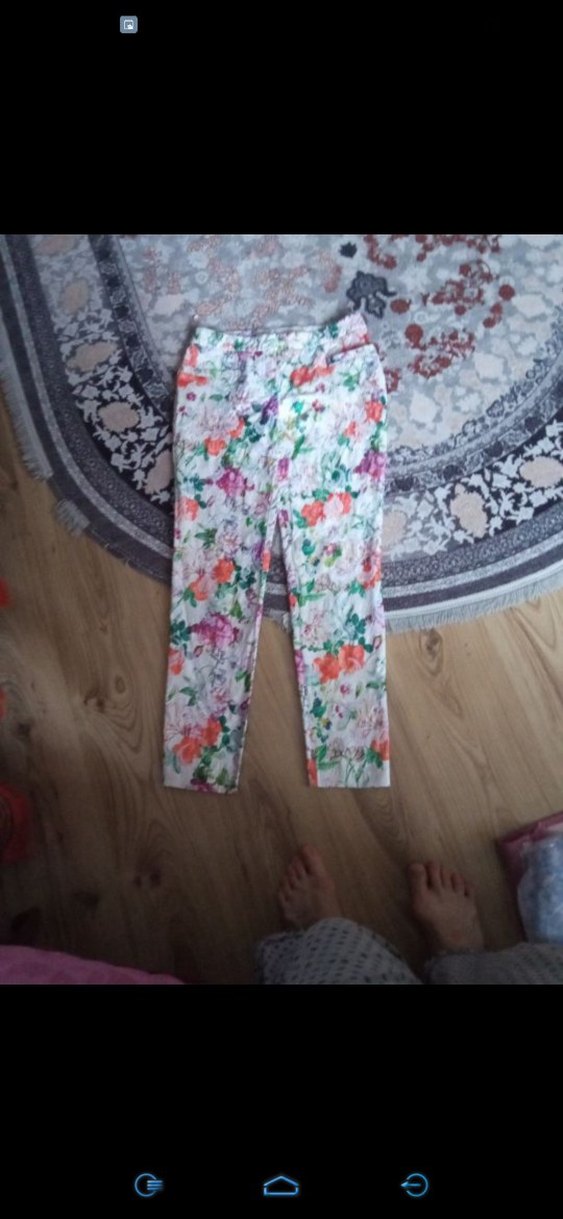 ADİL ISİK Çiçek Desenli Rahat Kesim Kadın Kumaş Pantolon - Görsel 3