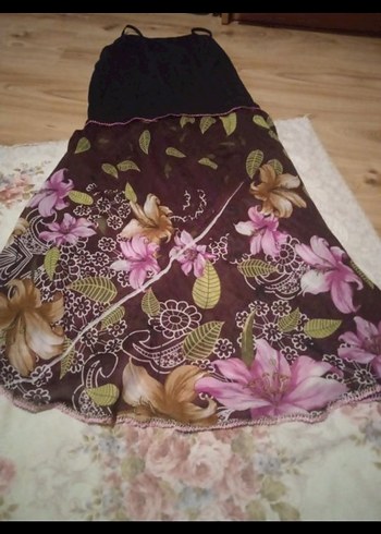 Bordo Çiçek Desenli Uzun Bohem poreo - Görsel 4