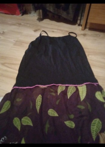 Bordo Çiçek Desenli Uzun Bohem poreo - Görsel 3