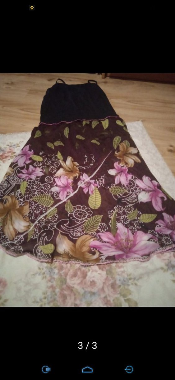 Bordo Çiçek Desenli Uzun Bohem poreo - Görsel 4