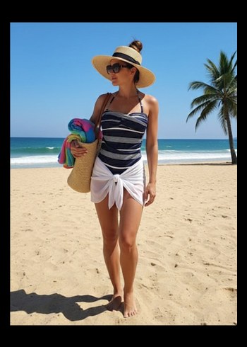 PENTİ Lacivert Çizgili Strappy Mayo - Görsel 2