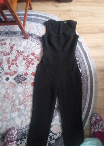 METWORK Siyah V Yaka Kemerli Kadın Tulum - Görsel 7